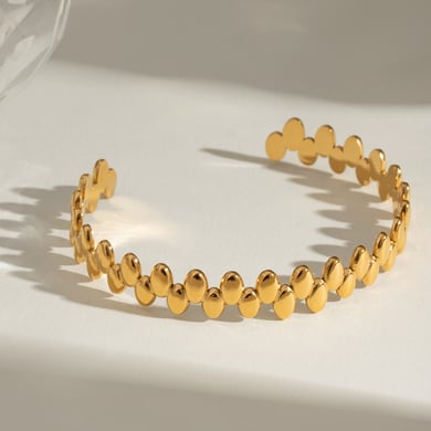 1 Piece Simple Series Simple Geometric Stainless Steel 18K Gold Plated Women Bangles h5 