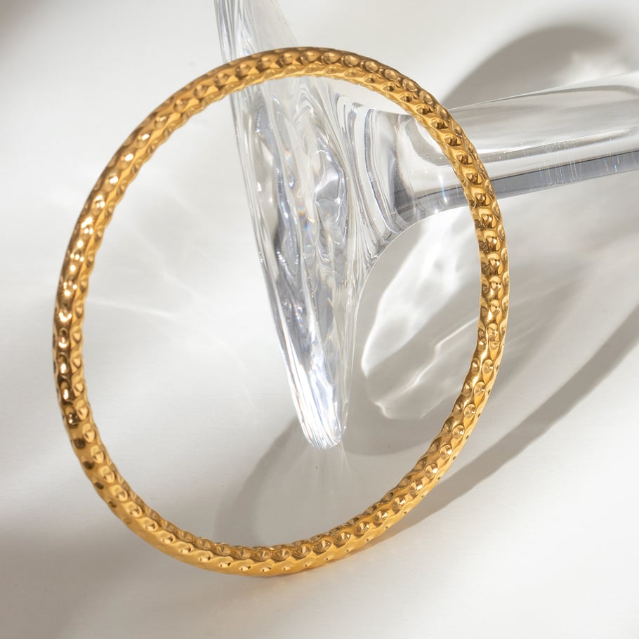 1 Piece Simple Series Simple Solid Color Stainless Steel 18K Gold Plated Women Bangles 