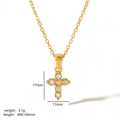 1 piece of simple and stylish 18k gold-plated stainless steel cross diamond pendant necklace for women's jewelry for daily wear h5 Picture2