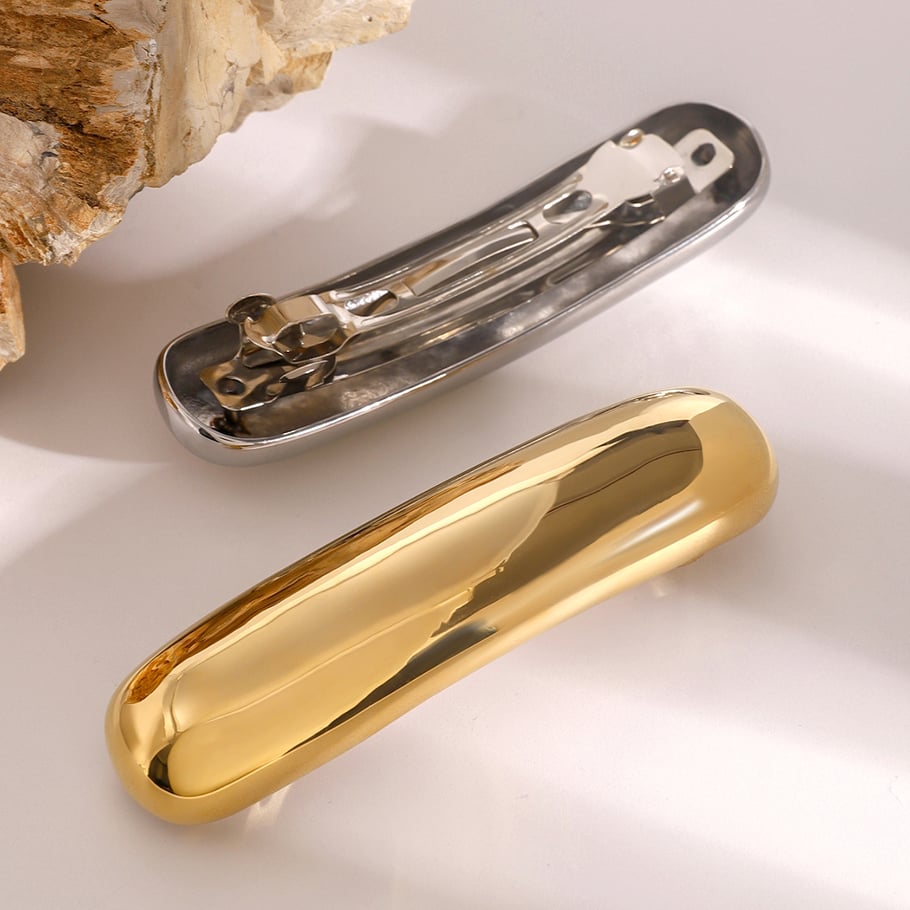 1 Paar Simple Series Einfache einfarbige Haarspangen aus Edelstahl mit 18 Karat Goldbeschichtung für Damen 