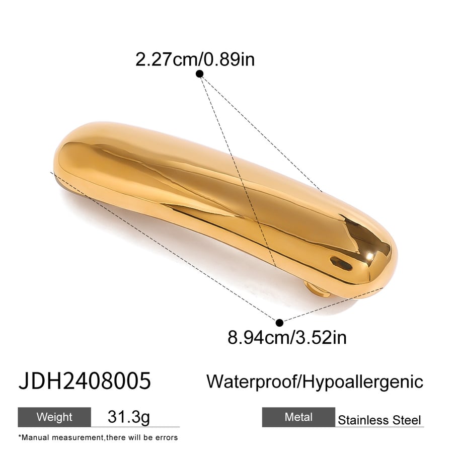 1 Paar Simple Series Einfache einfarbige Haarspangen aus Edelstahl mit 18 Karat Goldbeschichtung für Damen Bild2