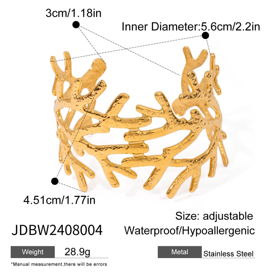 1 Piece Simple Series Retro Plant Stainless Steel 18K Gold Plated Women Bangles Picture2