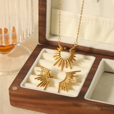 1 pair of creative and fashionable 18k gold-plated stainless steel irregular sun earrings for women for daily wear h5 