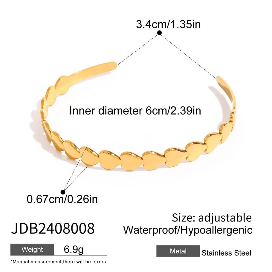1 Piece Simple Series Simple Heart Stainless Steel 18K Gold Plated Women Bangles Picture2