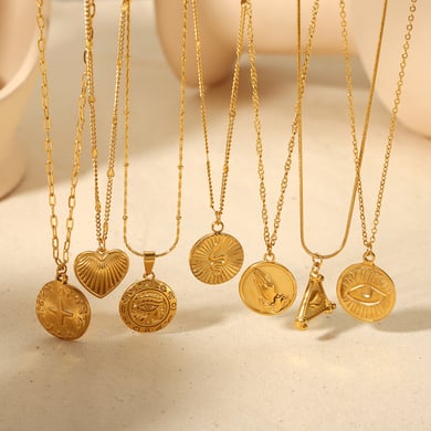 1 piece of simple and stylish 18k gold-plated stainless steel geometric triangle heart-shaped pendant necklace for women's jewelry for daily wear h5 