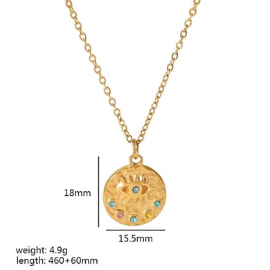1 piece of personalized fashion 18k gold-plated stainless steel hammered eight-pointed star zircon eye pendant necklace for women's jewelry for daily wear h5 Picture2