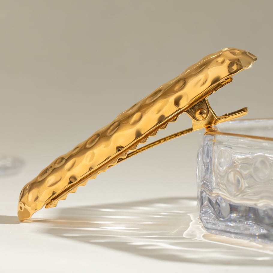 1 Paar Simple Series Einfache einfarbige Haarspangen aus Edelstahl mit 18 Karat Goldbeschichtung für Damen 