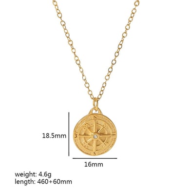 1 piece of personalized fashion  gold-plated stainless steel hammered eight-pointed star zircon eye pendant necklace for women's jewelry for daily wear h5 Picture2