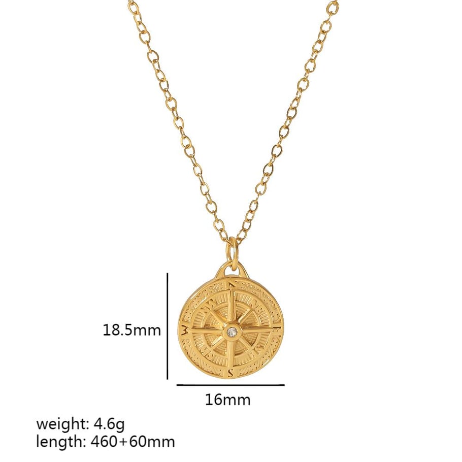 1 piece of personalized fashion  gold-plated stainless steel hammered eight-pointed star zircon eye pendant necklace for women's jewelry for daily wear Picture2