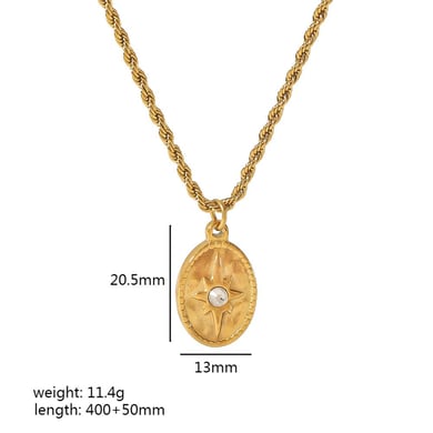 1 piece of fashionable  gold-plated stainless steel twisted chain star and moon pendant necklace for women for daily wear h5 Picture2