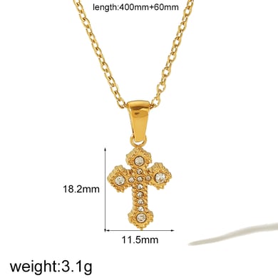 1 piece of personalized fashion  gold-plated stainless steel diamond cross pendant necklace for women's daily wear h5 Picture2
