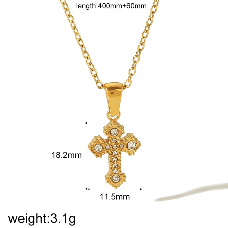 1 piece of personalized fashion  gold-plated stainless steel diamond cross pendant necklace for women's daily wear Picture2