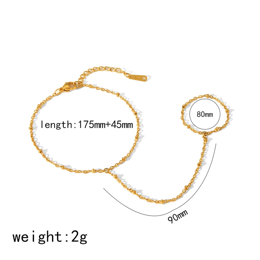 1 pair of stylish simple 18k gold-plated stainless steel zircon finger chain bracelets for women's jewelry for daily wear Picture2