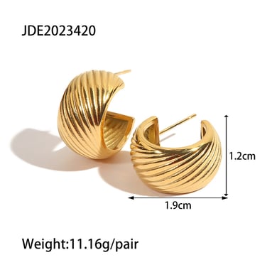 1 Pair Classic Light-luxury Style Solid Color Ring Shape Stainless Steel 18K Gold Plated Women's Hoop Earrings h5 Picture2