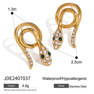 1 Paar Simple Series Punk Animal Edelstahl 18 Karat vergoldet Strass Damen Ohrstecker h5 Bild2