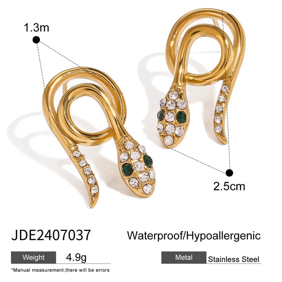 1 Paar Simple Series Punk Animal Edelstahl 18 Karat vergoldet Strass Damen Ohrstecker Bild2