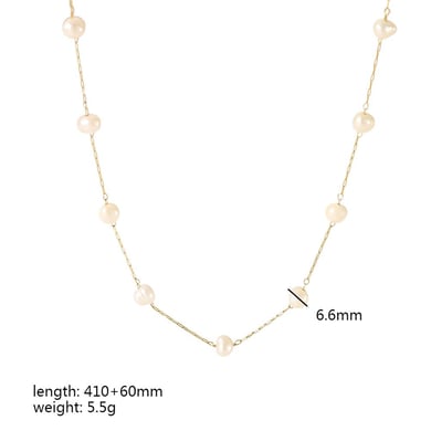 1 Stück elegante und modische Perlenkette aus 18 Karat vergoldetem Edelstahl für Damen zum täglichen Tragen h5 Bild2