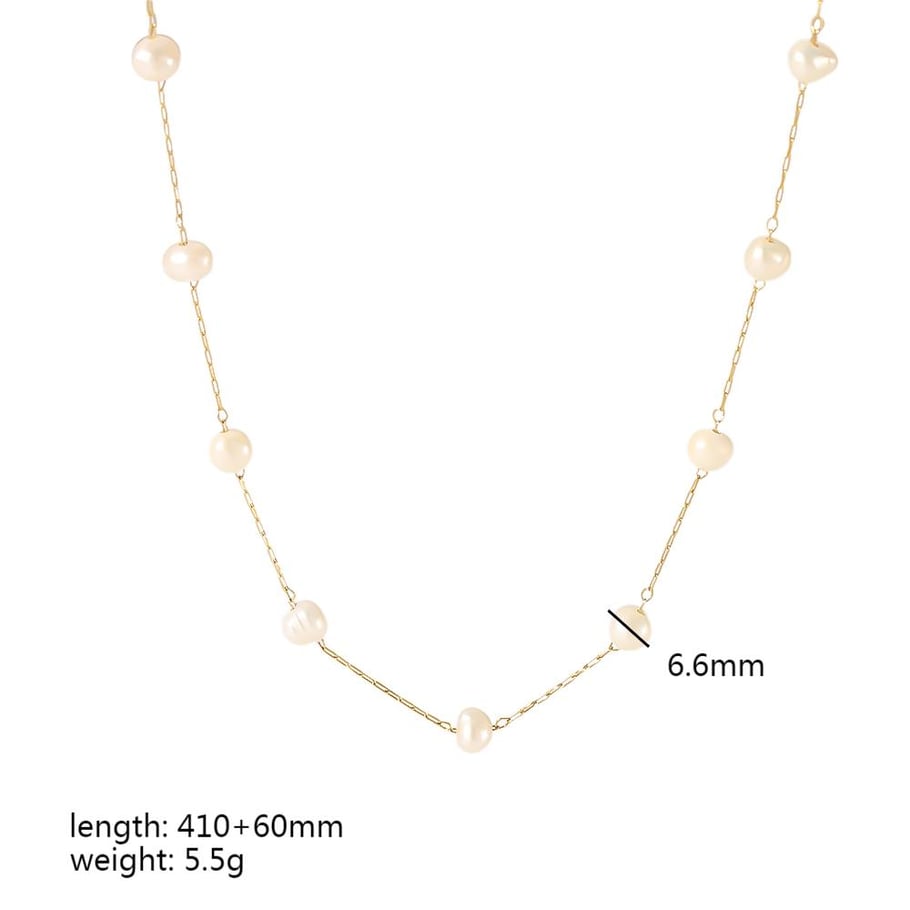 1 Stück elegante und modische Perlenkette aus 18 Karat vergoldetem Edelstahl für Damen zum täglichen Tragen Bild2