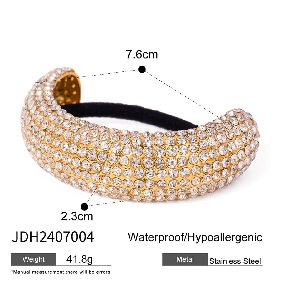 1 Paar Luxuriöse Serie Einfache geometrische Edelstahl 18K vergoldet Strass Damen Haarbänder Bild2