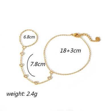 1 piece of simple and fashionable 18k gold-plated stainless steel zircon finger bracelet for women for daily wear h5 Picture2