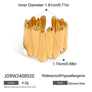 1 Paar Simple Series Retro Geometrischer Edelstahl 18 Karat vergoldete verstellbare Damenringe h5 Bild2