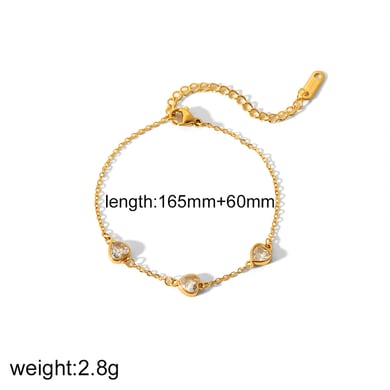 1 piece of exquisite and fashionable  gold-plated stainless steel zircon heart number anklet for women for daily wear h5 Picture2