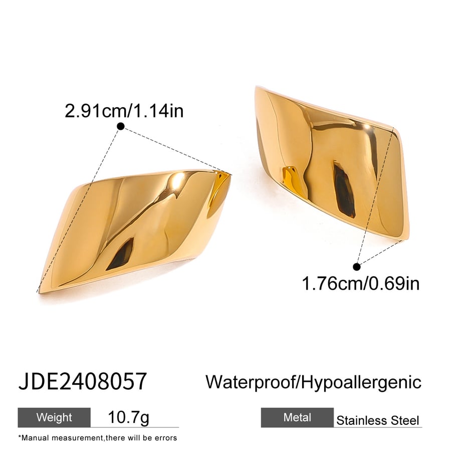 1 Paar Simple Series Einfache geometrische Ohrstecker aus Edelstahl mit 18 Karat Vergoldung für Damen Bild2