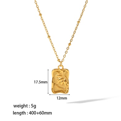 1 piece classic fashion  gold plated stainless steel geometric rectangular heart pendant necklace women's jewelry daily wear h5 Picture2