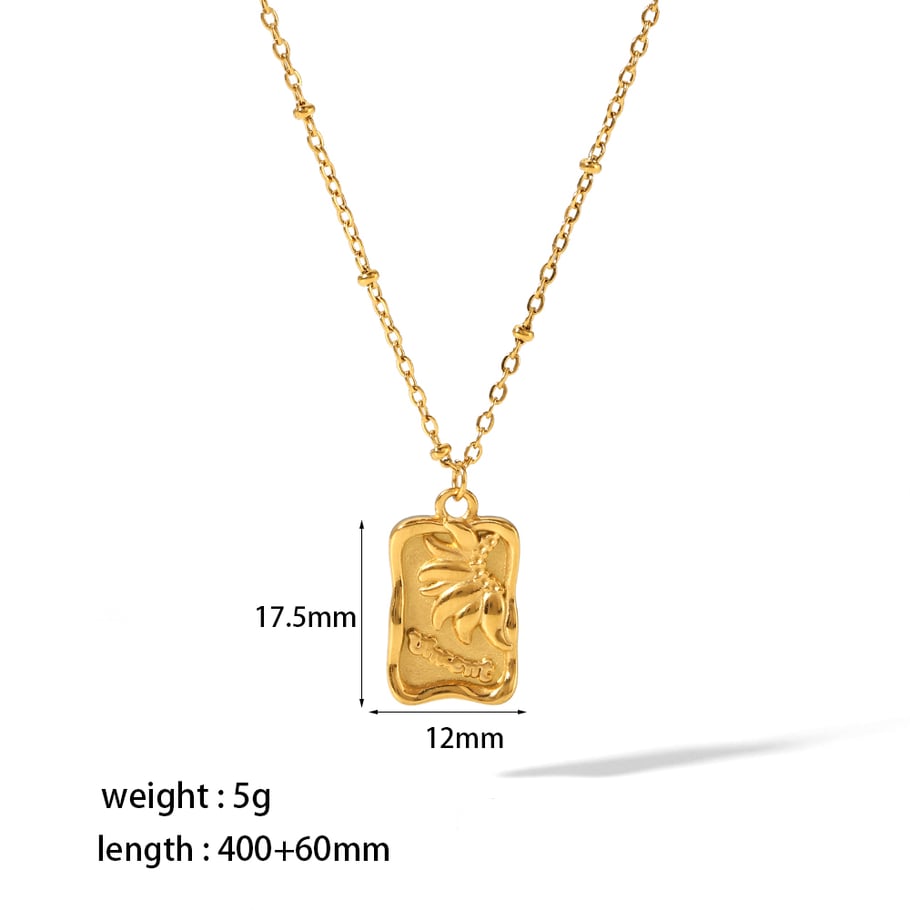 1 piece classic fashion  gold plated stainless steel geometric rectangular heart pendant necklace women's jewelry daily wear Picture2