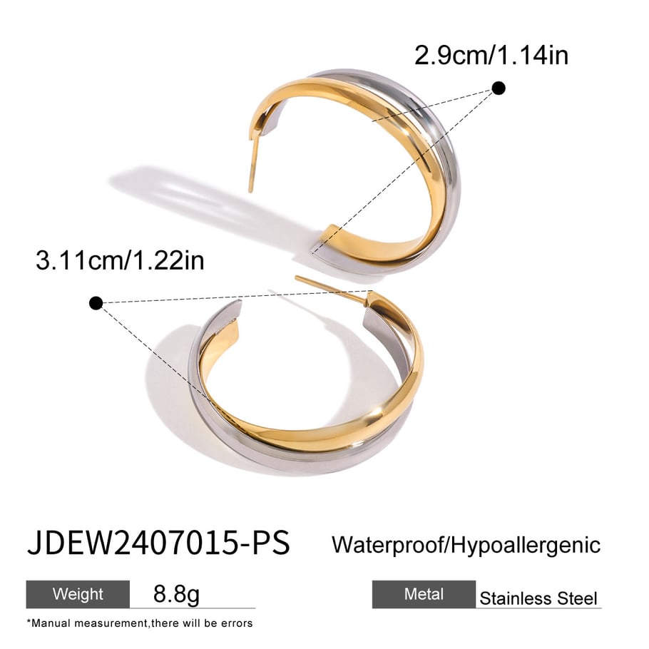 1 Paar Simple Series Simple Line Edelstahl 18 Karat vergoldete Creolen für Damen Bild2