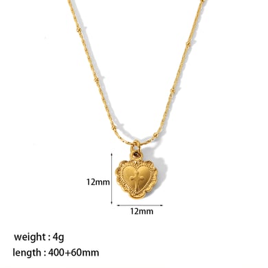 1 Stück klassische Mode 18 Karat vergoldet Edelstahl geometrische rechteckige Herz Anhänger Halskette Damen Schmuck Alltagskleidung h5 Bild2