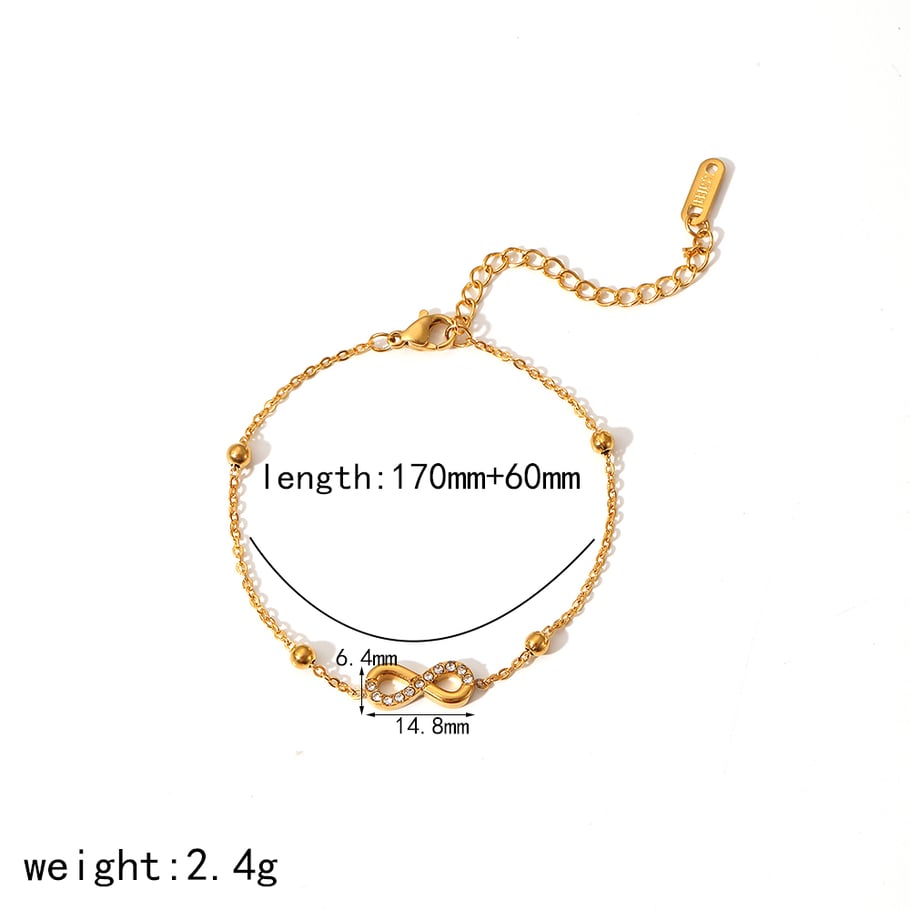 1 piece of exquisite and fashionable 18k gold-plated stainless steel diamond 8-shaped bracelet for women for daily wear Picture2