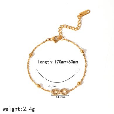 1 Stück exquisites und modisches 8-förmiges Armband aus 18 Karat vergoldetem Edelstahl mit Diamanten für Damen zum täglichen Tragen h5 Bild2