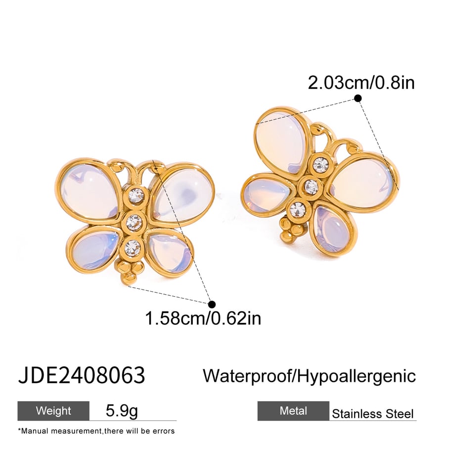1 Paar Ohrringe-Set „Romantic Series Sweet Flower“ aus Edelstahl mit 18 Karat Gold überzogen mit künstlichen Edelsteinen für Damen Bild2