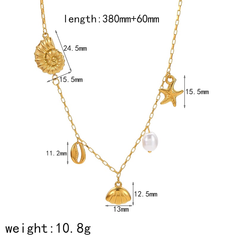 1 Piece Simple Series Sweet Geometric Stainless Steel 18K Gold Plated Artificial Pearl Women Pendant necklaces Picture2