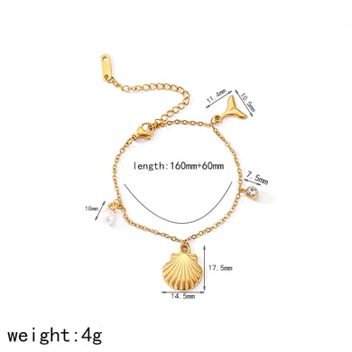 1 piece simple series sweet geometric stainless steel  gold plated artificial pearl women pendant necklaces h5 Picture2