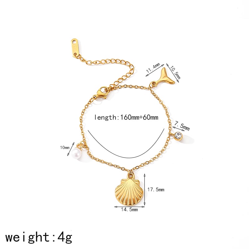 1 piece simple series sweet geometric stainless steel  gold plated artificial pearl women pendant necklaces Picture2