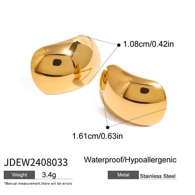 1 Pair Simple Series Simple Droplet Stainless Steel 18K Gold Plated Women Stud Earrings h5 Picture2