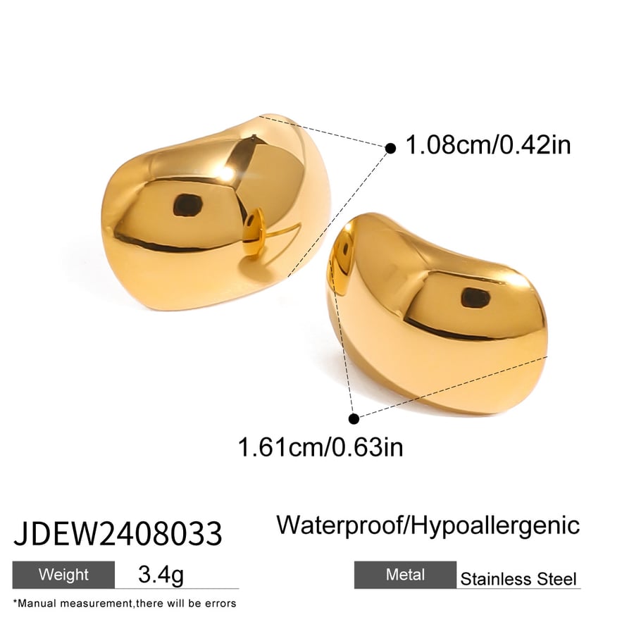 1 Pair Simple Series Simple Droplet Stainless Steel 18K Gold Plated Women Stud Earrings Picture2