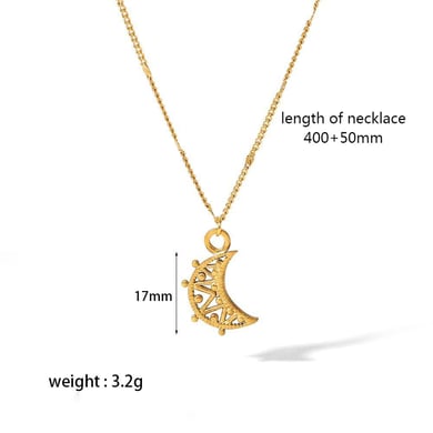1 Stück klassische Mode 18 Karat vergoldet Edelstahl geometrische Muschel Mond Schmetterling Anhänger Halskette Damen Schmuck Alltagskleidung h5 Bild2