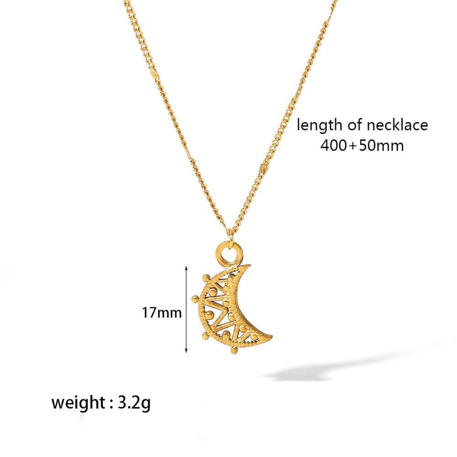 1 Stück klassische Mode 18 Karat vergoldet Edelstahl geometrische Muschel Mond Schmetterling Anhänger Halskette Damen Schmuck Alltagskleidung Bild2