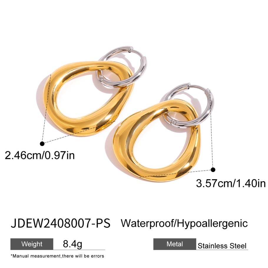 1 Pair Simple Series Simple Geometric Stainless Steel 18K Gold Plated Women Drop Earrings Picture2