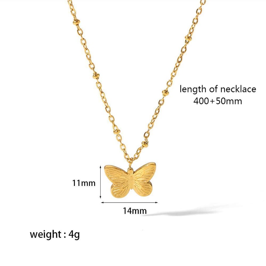 1 Stück klassische Mode 18 Karat vergoldet Edelstahl geometrische Muschel Mond Schmetterling Anhänger Halskette Damen Schmuck Alltagskleidung Bild2