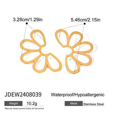 1 Pair Classic Retro Style Hollowed-out Flower Shape Stainless Steel 18K Gold Plated Women's Stud Earrings h5 Picture2