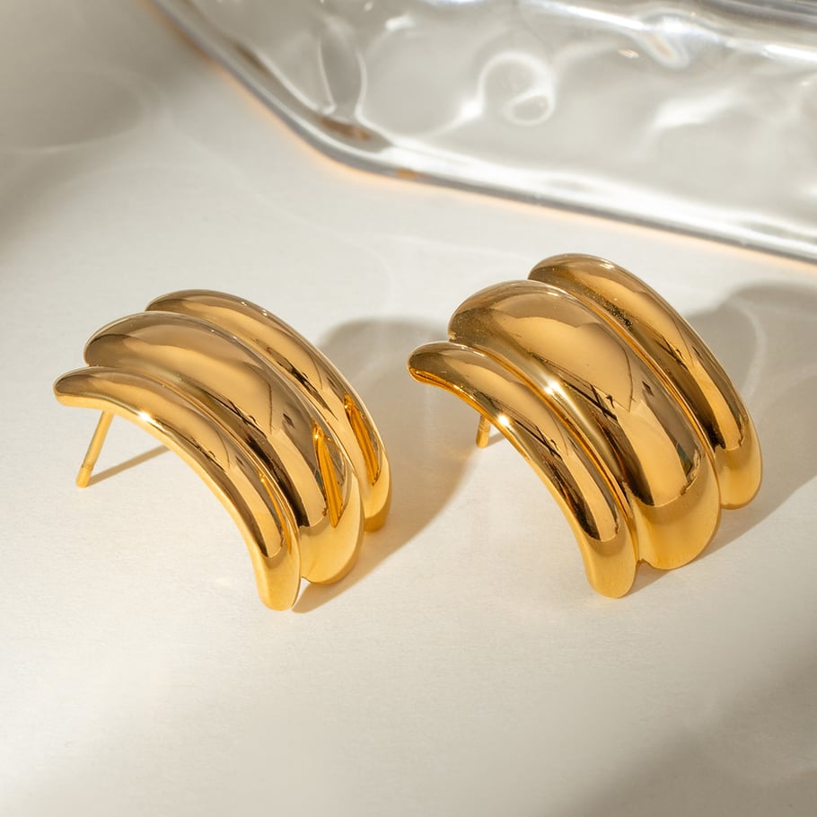 1 Paar Simple Series Einfache geometrische Ohrstecker aus Edelstahl mit 18 Karat Vergoldung für Damen 
