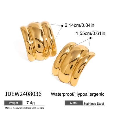 1 Paar Simple Series Einfache geometrische Ohrstecker aus Edelstahl mit 18 Karat Vergoldung für Damen h5 Bild2