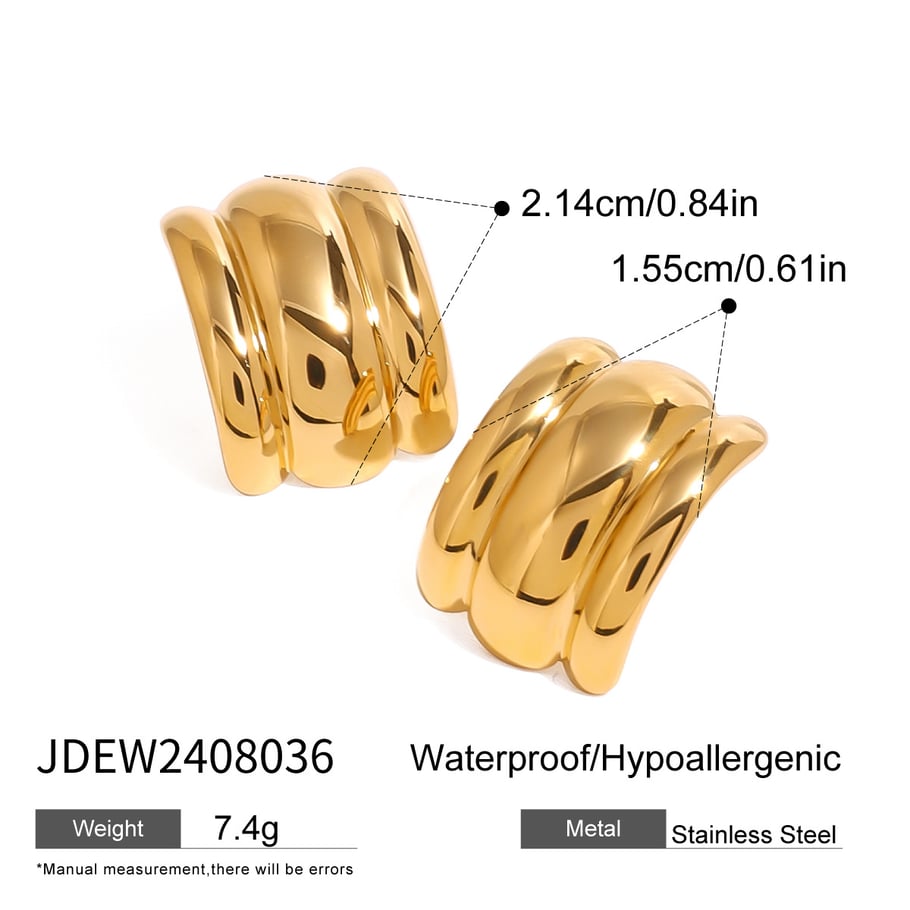 1 Paar Simple Series Einfache geometrische Ohrstecker aus Edelstahl mit 18 Karat Vergoldung für Damen Bild2
