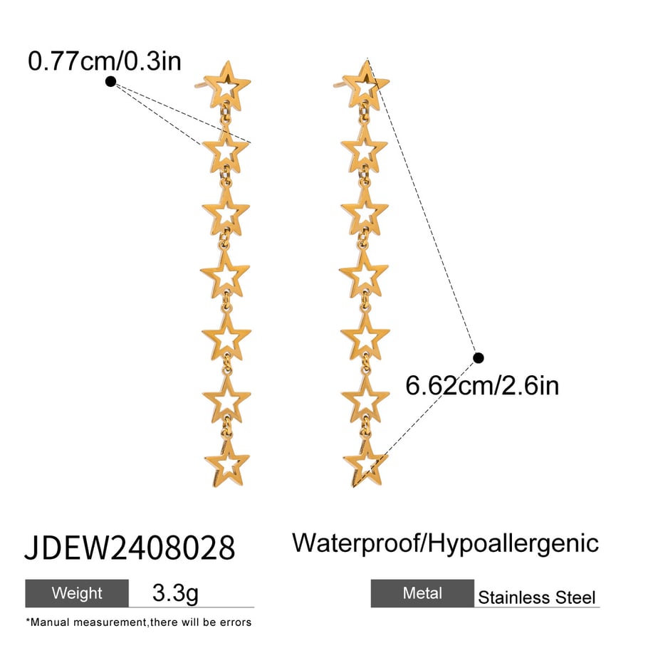 1 Pair Simple Classic Style Hollowed-out Pentagram Shape Stainless Steel 18K Gold Plated Women's Drop Earrings Picture2