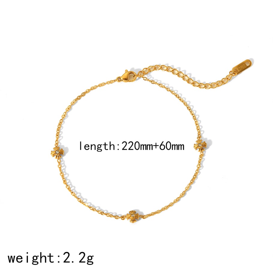 1 piece of exquisite and fashionable  gold-plated stainless steel zircon rose anklet for women for daily wear Picture2