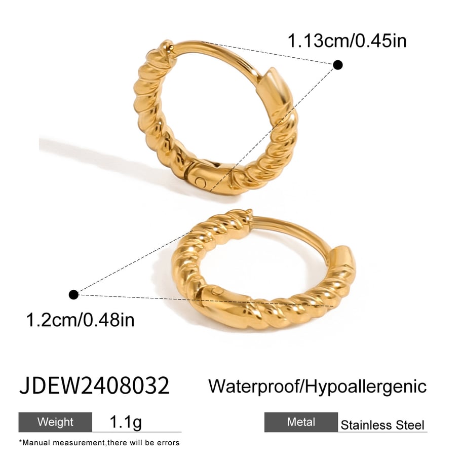 1 Pair Simple Retro Style Twisted Coil Shape Stainless Steel 18K Gold Plated Women's Hoop Earrings Picture2